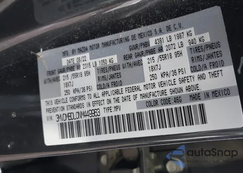 2022 Mazda Cx-30 Premium from USA, damaged, VIN 3MVDMBDL0NM449963